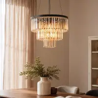 LumenXL Suspension Kristal 3 lumières à cristaux en verre ambré