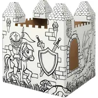 BANKERS BOX XL château fort, château en carton à colorier et à jouer, carton FSC, montage sans outils, 940 x 1088 x 940 mm, à partir de 3 ans, blanc