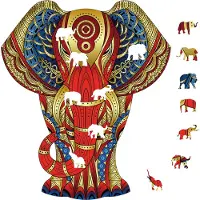 Gigamic Puzzle en bois multicolore - Éléphant, 120 pièces