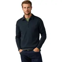 Hackett pour homme. HM5800134 sweat polo à fermeture éclair et logo waffle mairno (XL), Casuel, Polyester, Manche longue, Marine