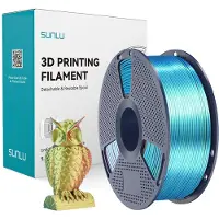 SUNLU Filament PLA+ Silk tricolore, 1,75 mm, 1 kg - Couleur : rouge, jaune, vert