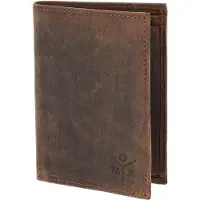 OXMOX Cuir porte-monnaie Leather RFID Protect Kombibörse Ox 2.0 Embossed Vintage Dark Brown marron foncé