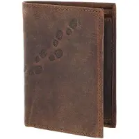 OXMOX Cuir porte-monnaie Leather RFID Protect Kombibörse Footsteps 2.0 Embossed Vintage Dark Brown marron foncé