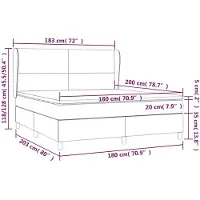 vidaXL Lit boxspring avec matelas brun foncé 180x200 cm Tissu