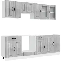 vidaXL Ensemble d'armoires de cuisine Kalmar 8 pièces gris béton matériau bois