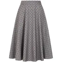 Banned Retro Jupe mi-longue Rockabilly de - ANNIE HEART SKIRT - XS - XXL - pour Femme - gris - Taille L