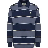 Hummel Loose Striped Long Sleeve Polo Bleu 104 cm Enfants