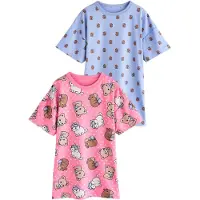 Next Chemise de nuit bleu clair / noisette / rose / blanc