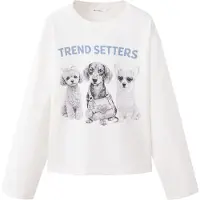 Mango KIDS T-Shirt 'TREND' bleu-gris / noir / blanc