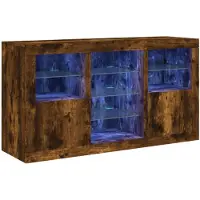 vidaXL Buffet avec lampes LED chêne fumé 123x37x67 cm