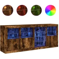 vidaXL Sideboard avec lampes LED chêne fumé 164x37x67 cm