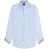 Olymp Luxor Modern Fit Chemise bleu, Faux uni