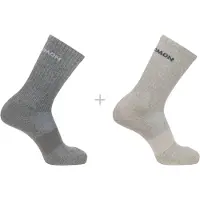 Salomon - Pack de 2 paires de chaussettes multi activités - Socks Evasion Crew 2-Pack Light Grey Heather Medium en Coton - Taille XL - Gris