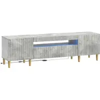 vidaXL Meuble TV LED gris béton, fabriqué en panneaux de particules
