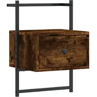 vidaXL Table de chevet murale chêne fumé 35x30x51 cm cm
