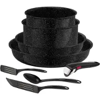 Tefal L26498, Assortiment, Noir, Aluminium, Vitrocéramique, Amovible, Vitrocéramique, Électrique, Gaz, Halogène, Induction