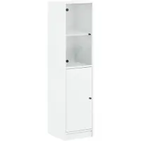 vidaXL Highboard avec porte en verre blanc 35x37x142 cm