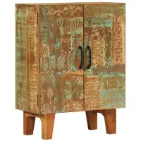 vidaXL Sideboard sculpté à la main 55x30x75 cm Vieux bois massif