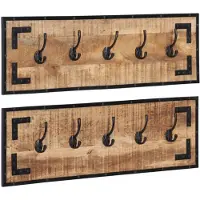 vidaXL Porte-manteaux 2 pcs 80x8x25 cm bois de manguier massif brut