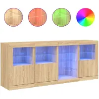 vidaXL Sideboard avec lampes LED Chêne Sonoma 164x37x67 cm