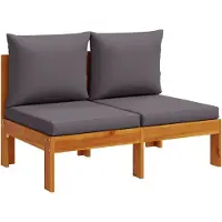 vidaXL Canapé de jardin sans accoudoirs avec coussins 2 places en bois massif d'acacia