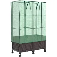 vidaXL Jardinière de jardin avec couvercle de serre et roues, lot de 2, marron