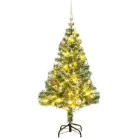 vidaXL Sapin de Noël artificiel 150 LED&boules&neige floquée 150 cm