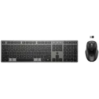 HP 725 - Ensemble clavier et souris - multi-appareils, rechargeable, alimenté par SuperCapacitor - full size - sans fil - Bluetooth, 2.4 GHz - Français - noir tombée de nuit - Smart Buy