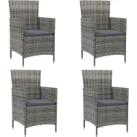 vidaXL Chaises de jardin avec coussins 4 pcs. Poly rotin gris