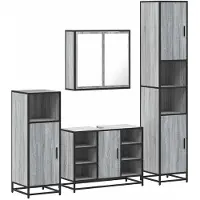 vidaXL Ensemble de meubles de salle de bain 4 pièces chêne fumé bois composite