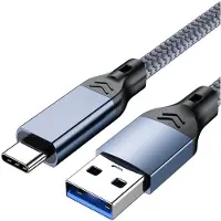 INF Câble USB 3.2 Type-C: Transfert Rapide 10Gbps & Charge 60W pour Appareils Bleu + Gris 1,5 M