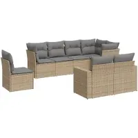 vidaXL Ensemble de jardin canapé 8 pièces avec coussins Beige Poly Rattan