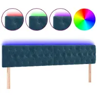 vidaXL Tête de lit LED bleu foncé 180x7x78/88 cm velours