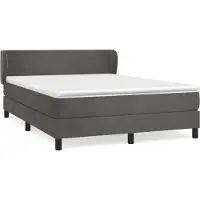 vidaXL Lit boxspring avec matelas gris foncé 140x190 cm velours