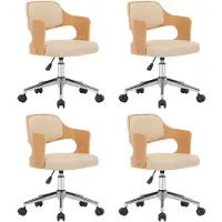 vidaXL Chaise de salle à manger pivotante 4 pcs. Crème bois courbé et similicuir
