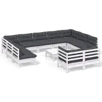 vidaXL Ensemble salon de jardin 12 pièces avec coussins blanc pin massif