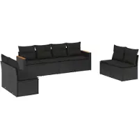 vidaXL Ensemble de jardin canapé 8 pièces avec coussins noir poly rotin