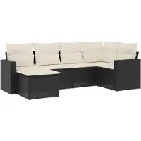 vidaXL ensemble de salon de jardin 6 pièces avec coussins Noir Poly Rattan