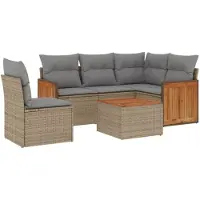 vidaXL Ensemble de salon de jardin 6 pièces avec coussins Beige Poly Rattan