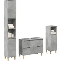 vidaXL Ensemble de meubles de salle de bain 3 pièces gris béton bois composite