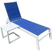 Happy Garden Set Bain De Soleil Et Table D'appoint Barbados En Textilène Bleu - Aluminium Blanc