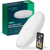V-TAC Plafond 18W LED Rond 25cm en saillie Pilote Détecteur de mouvement IP44 Blanc VT-8618S 6500K 1830lm
