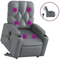 vidaXL Fauteuil de massage avec releveur électrique Gris Similicuir