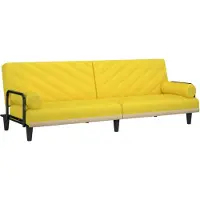 vidaXL Canapé-lit avec accoudoirs jaune clair tissu