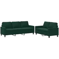 vidaXL Ensemble de canapés 2 pièces avec coussins vert foncé velours