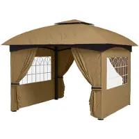 Outsunny Pavillon 3,4 x 3,4 m, imperméable, avec 4 parois latérales
