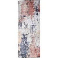 FRAAI Tapis de couloir lavable | Domingo Grunge terra/Crème | 80x250cm | Terracotta | Tapis de couloir | Tapis
