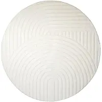 FRAAI Tapis scandinave rond | Charm Curves Blanc | Ø 230cm | Blanc | Synthétique | Rond