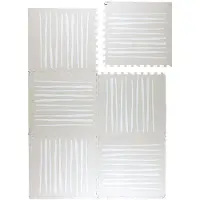 Little Olly Tapis Puzzle en Mousse – Alfie Stripes Gris/Beige | 120x180cm | Gris | Rectangulaire | Tapis enfants