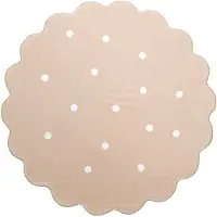 Little Olly Tapis rond lavable | Cloudy Dots Beige | Ø 120cm | Beige | Rond | Tapis enfants